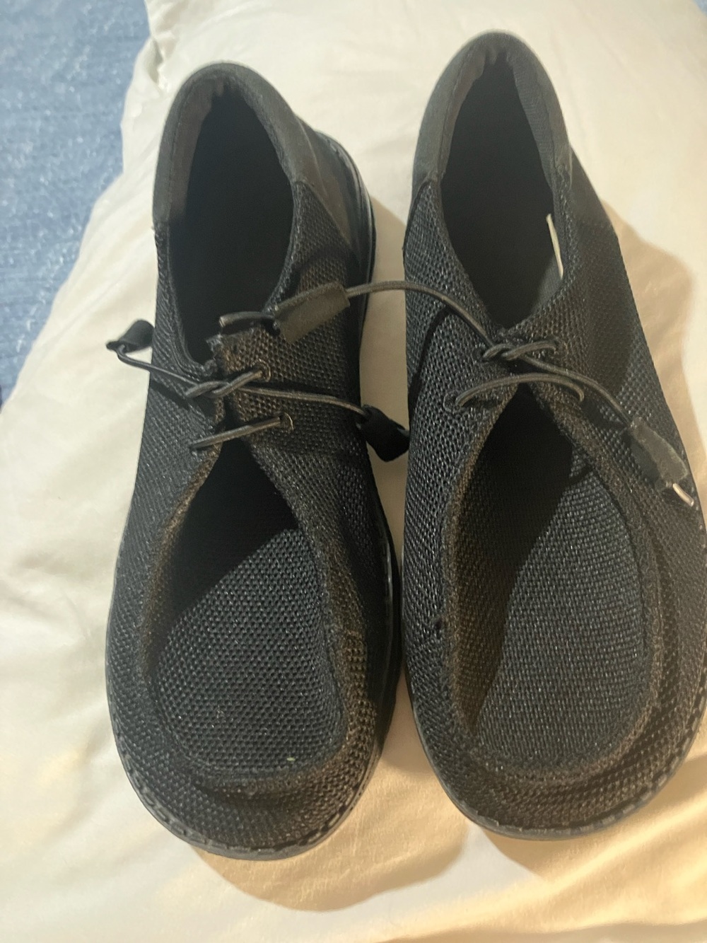 Hey Dude Black Knit Slip-On Loafers